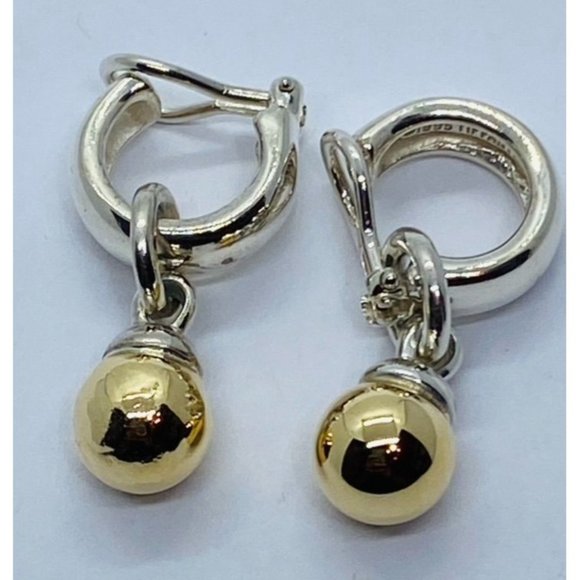 Tiffany Co Ball Earrings Silver Hardware 18K Gold Fascination